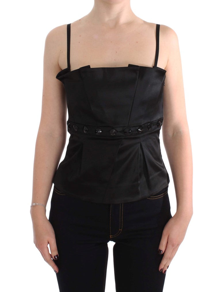 Schwarzes Tank Party Abend Top Bluse
