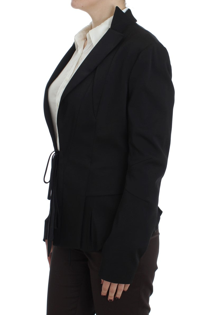 Schwarze einreihige Blazerjacke aus Stretch