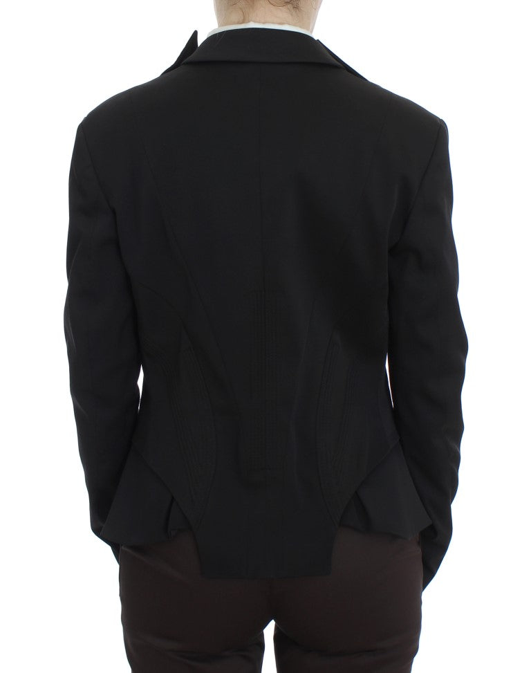 Schwarze einreihige Blazerjacke aus Stretch