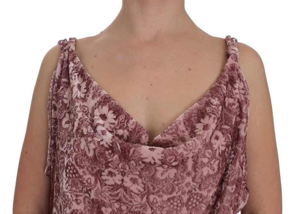 Rosa Viskose-Seidenbluse mit Blumendruck Top