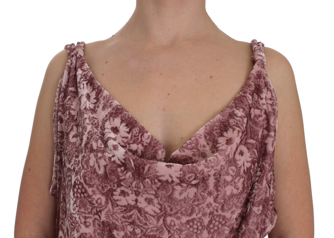 Rosa Viskose-Seidenbluse mit Blumendruck Top