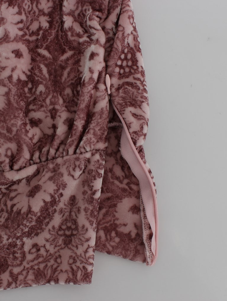 Rosa Viskose-Seidenbluse mit Blumendruck Top