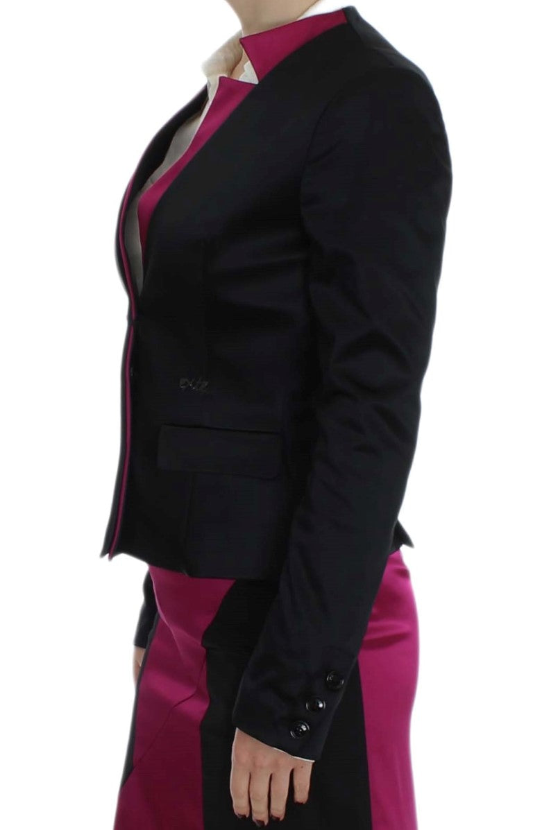 Schwarz-Rosa Stretch Blazer Jacke