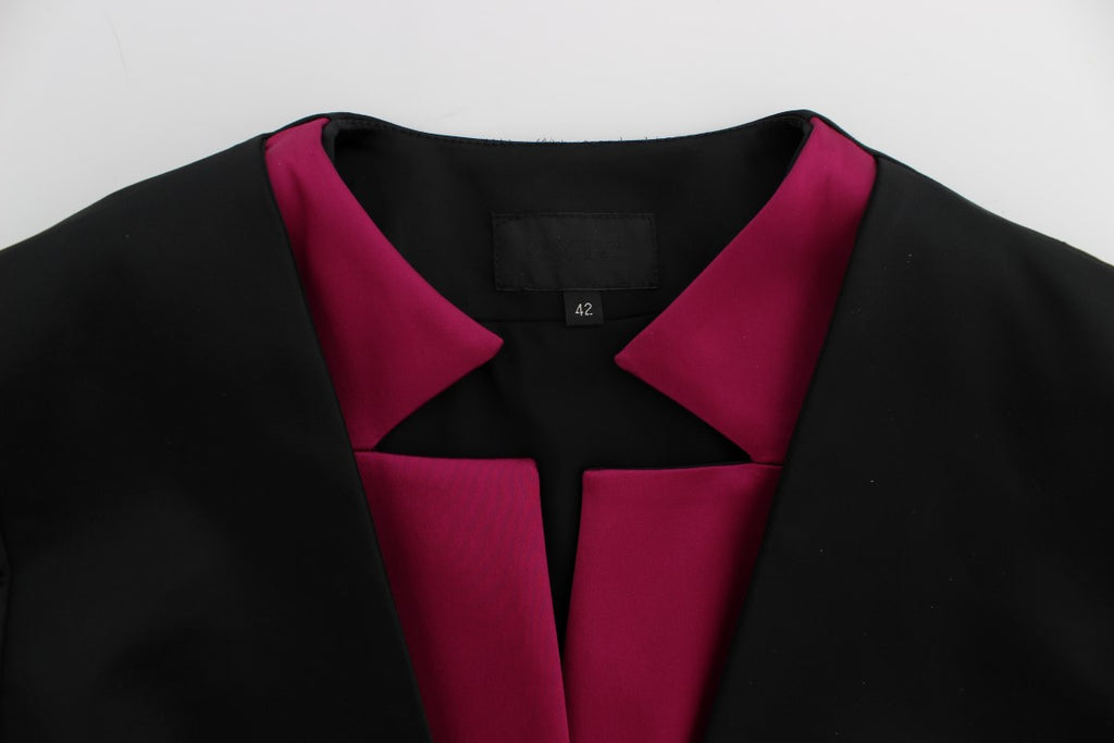 Schwarz-Rosa Stretch Blazer Jacke