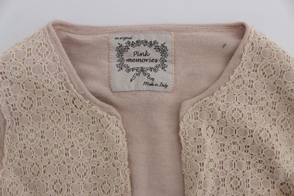 Elegant pink wrap sweater made of cotton knit