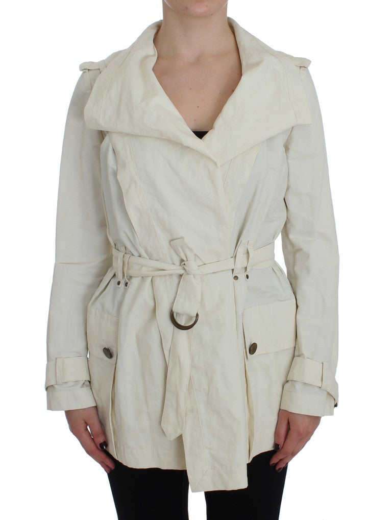 Elegant white wrap trench coat