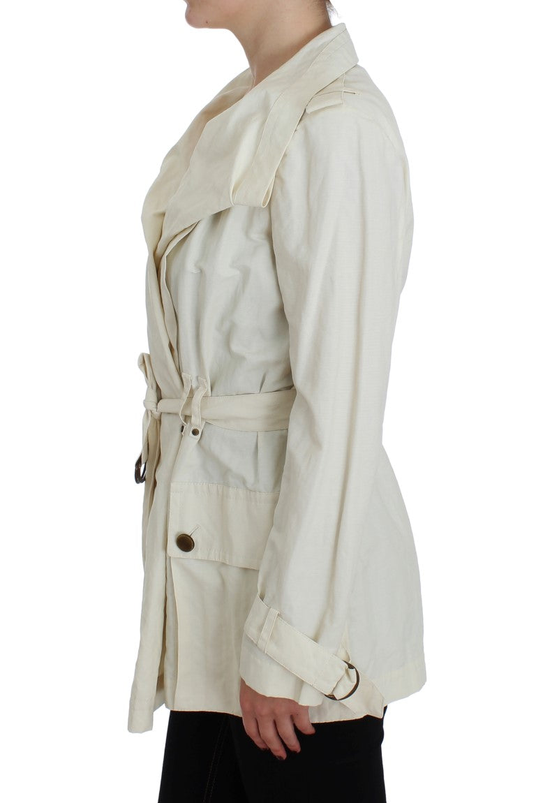 Elegant white wrap trench coat