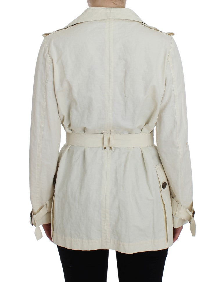 Elegant white wrap trench coat