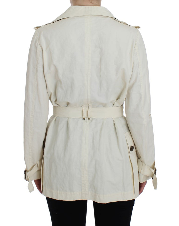 Eleganter weißer Wickel-Trenchcoat