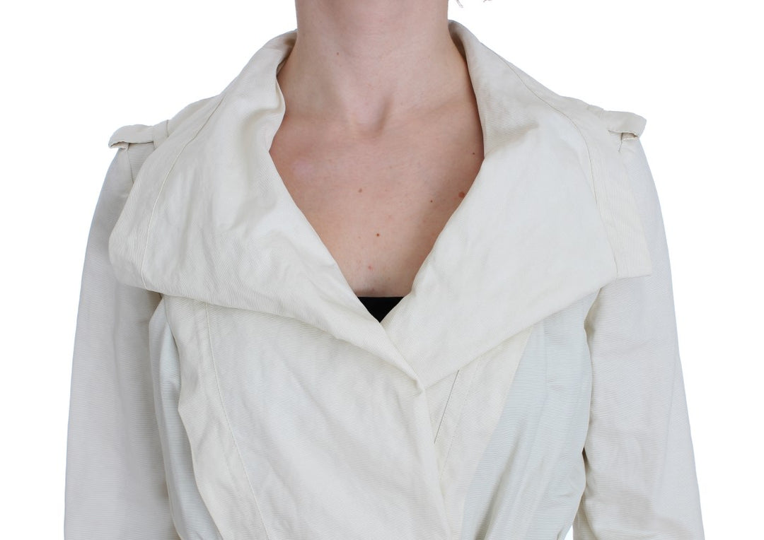 Eleganter weißer Wickel-Trenchcoat