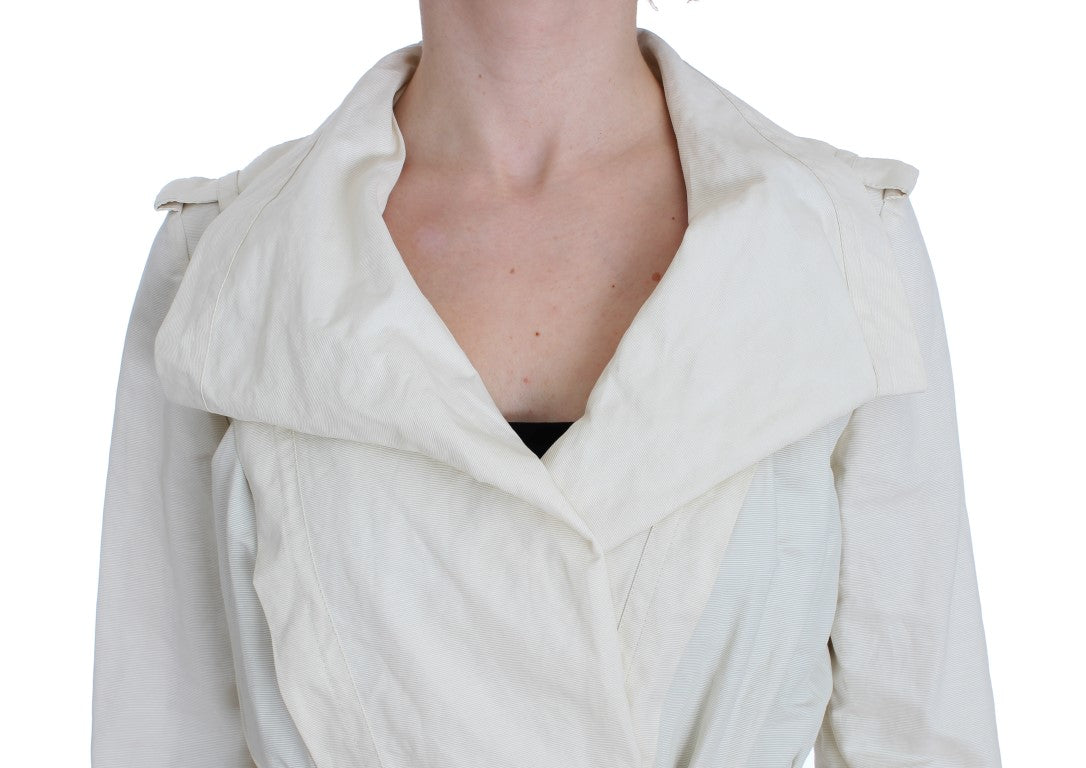 Elegant white wrap trench coat