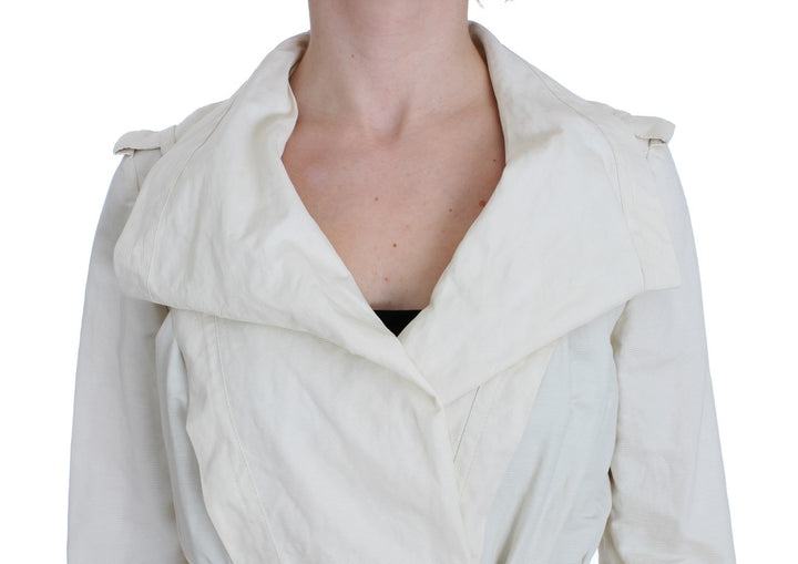 Eleganter weißer Wickel-Trenchcoat
