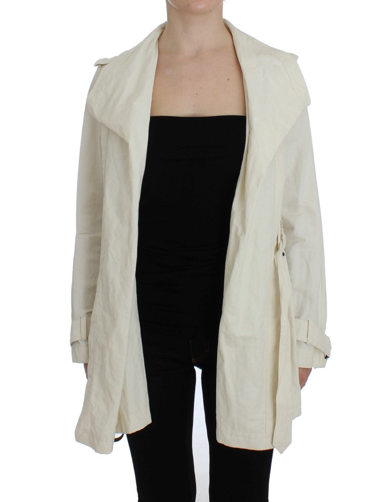 Elegant white wrap trench coat