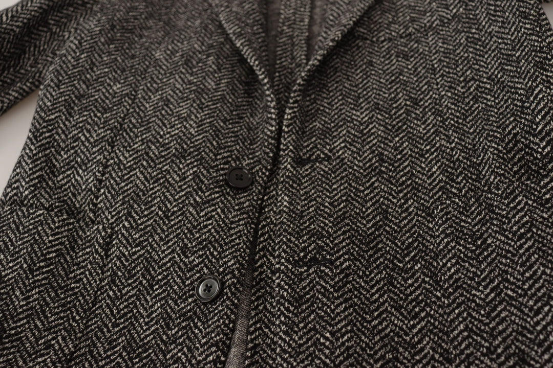 Exquisite grey herringbone blazer jacket