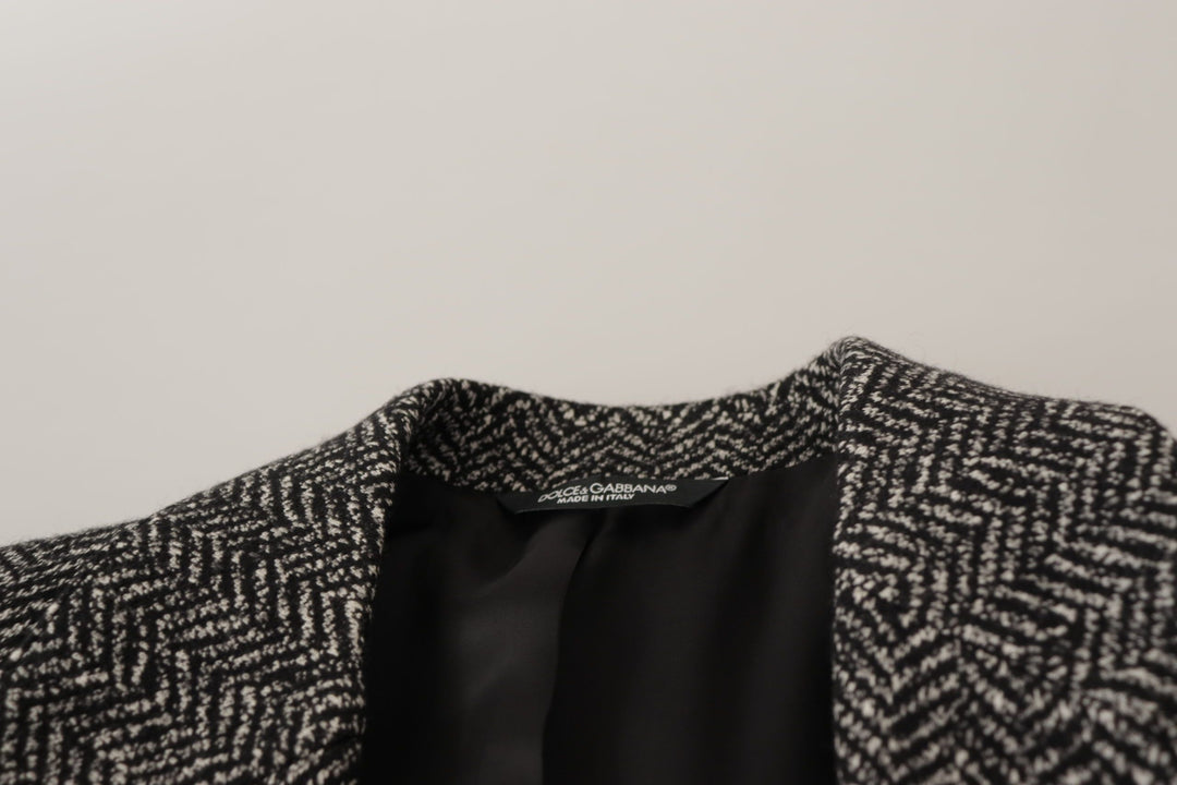 Exquisite grey herringbone blazer jacket