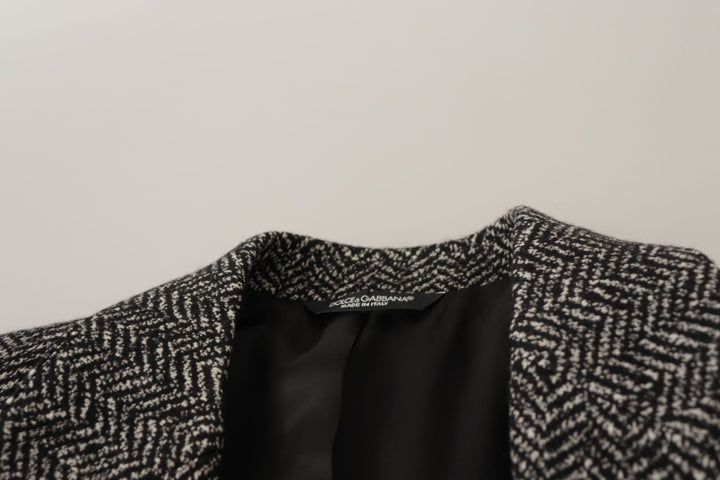 Exquisite grey herringbone blazer jacket