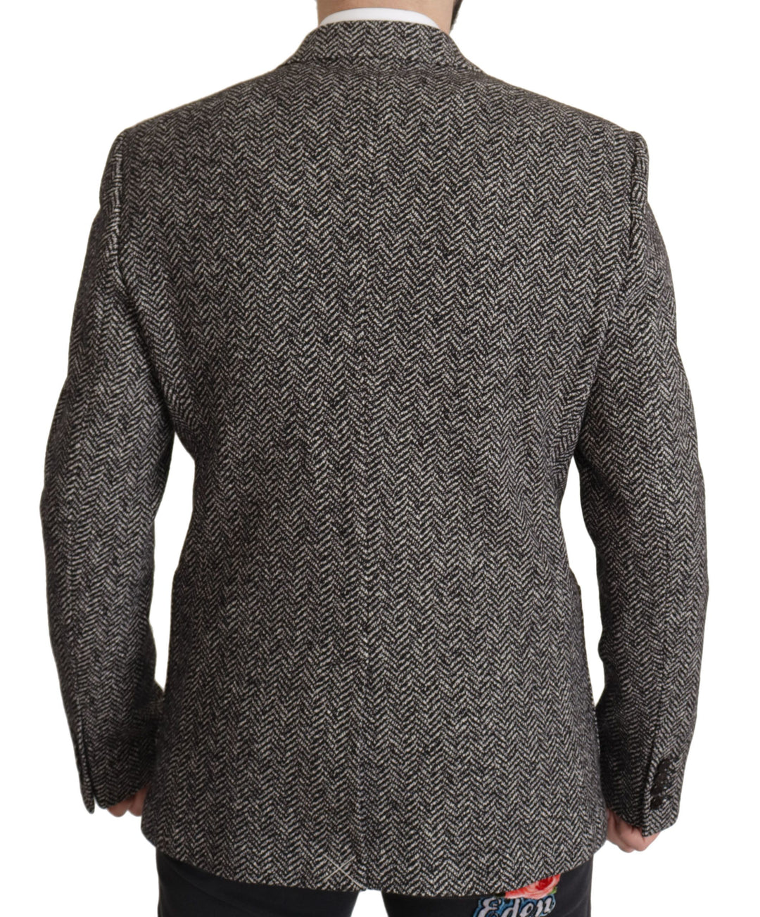 Exquisite grey herringbone blazer jacket