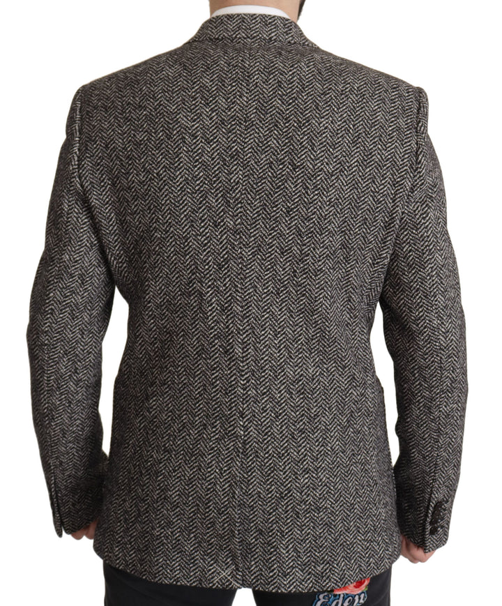 Exquisite grey herringbone blazer jacket