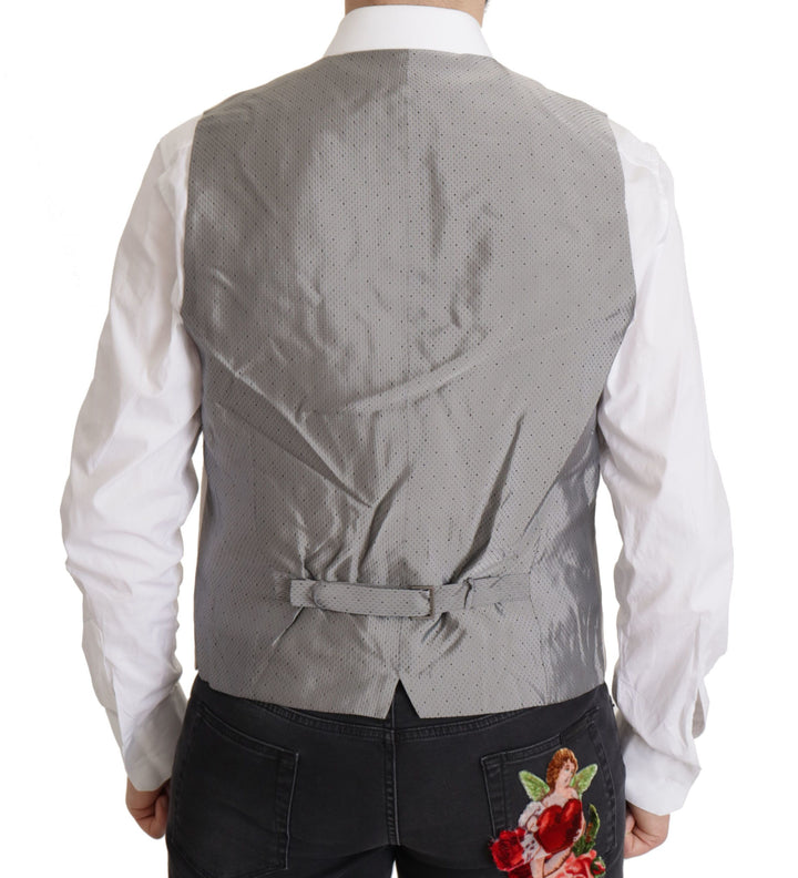 Elegant light grey silk blend suit jacket set