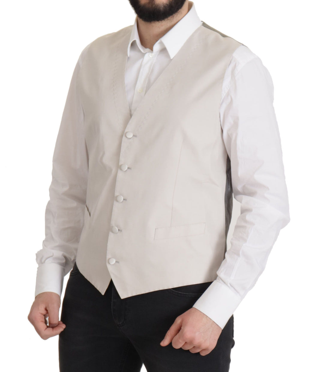 Elegant light grey silk blend suit jacket set