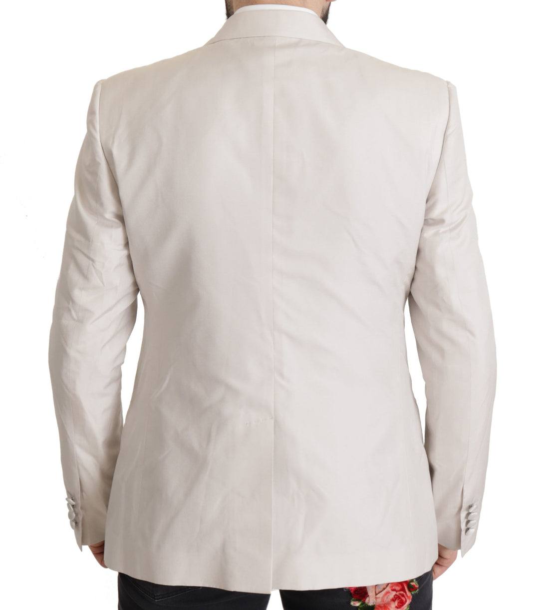 Elegant light grey silk blend suit jacket set