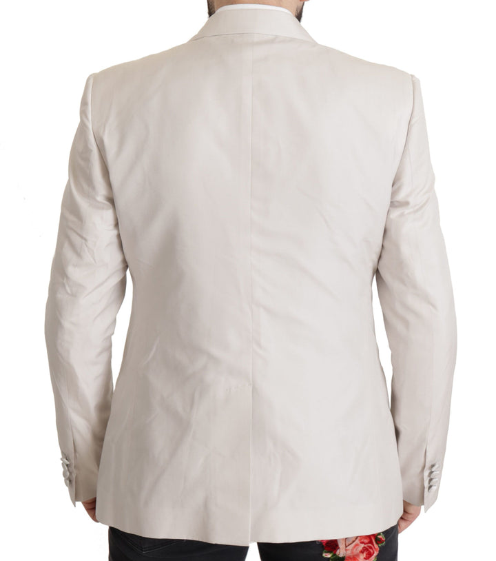 Elegant light grey silk blend suit jacket set