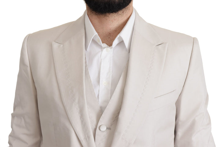 Elegant light grey silk blend suit jacket set
