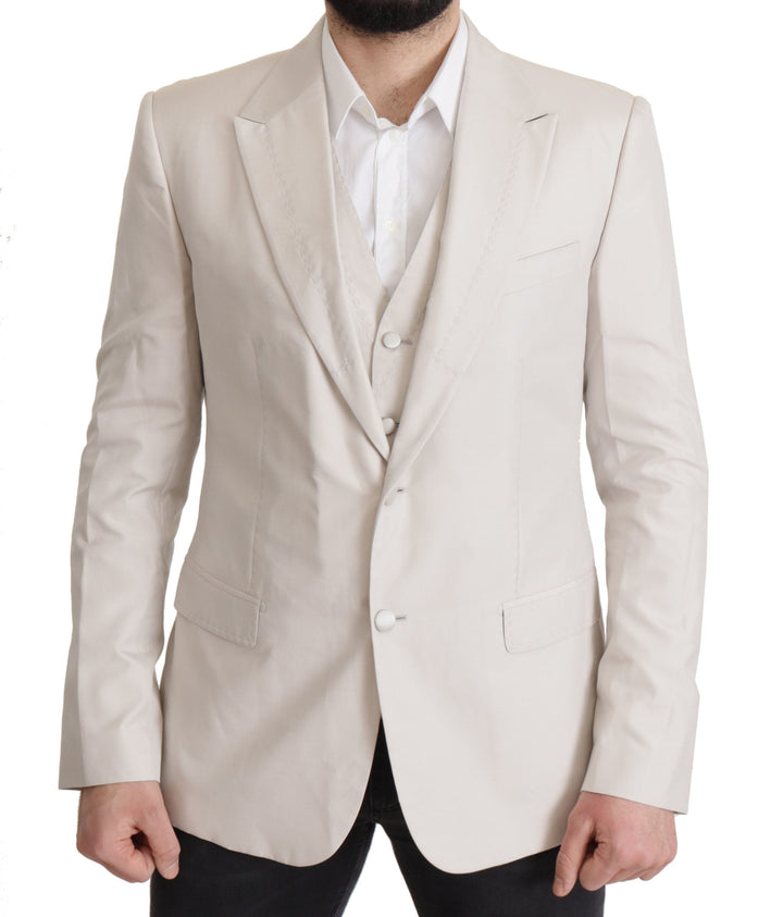 Elegant light grey silk blend suit jacket set