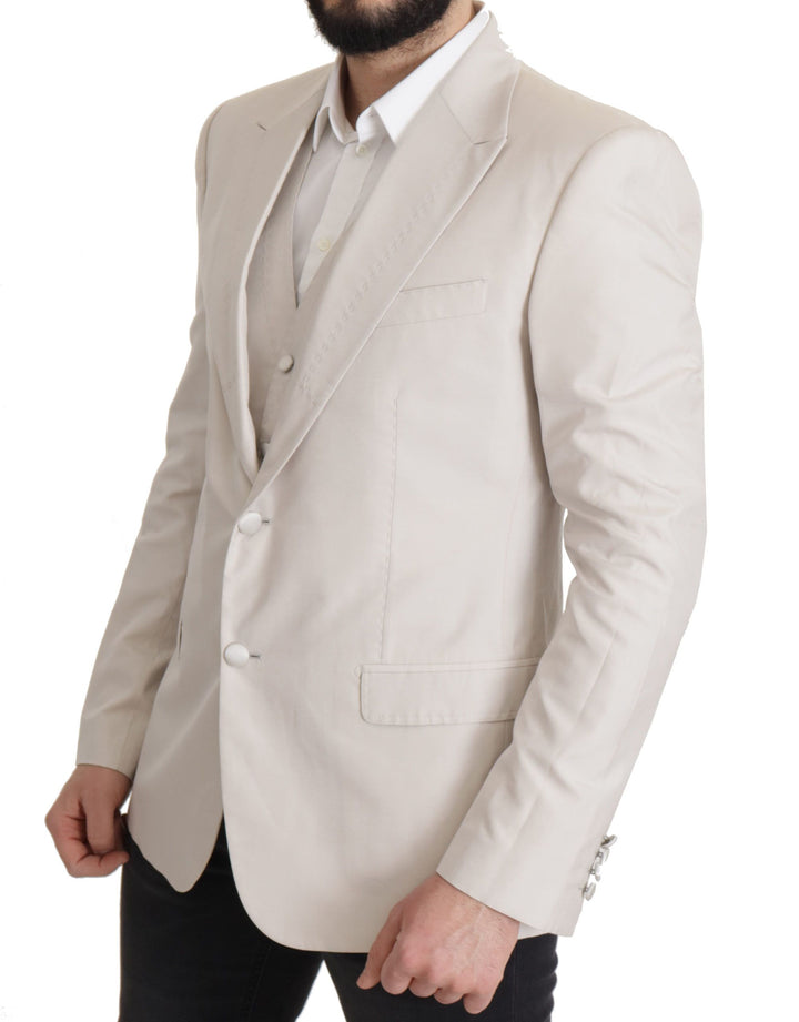 Elegant light grey silk blend suit jacket set
