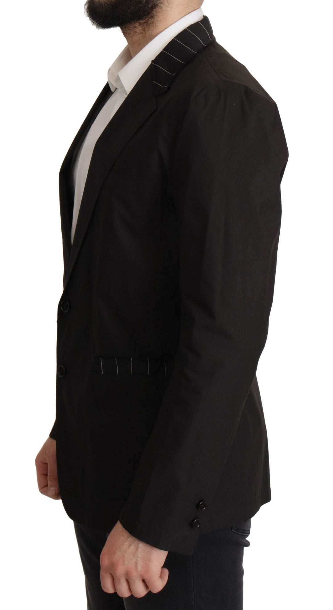 Elegant black blazer made of cotton and wool blend