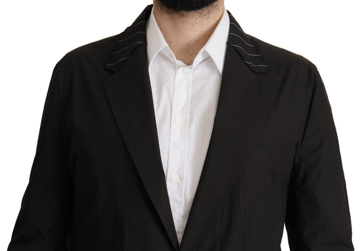 Elegant black blazer made of cotton and wool blend