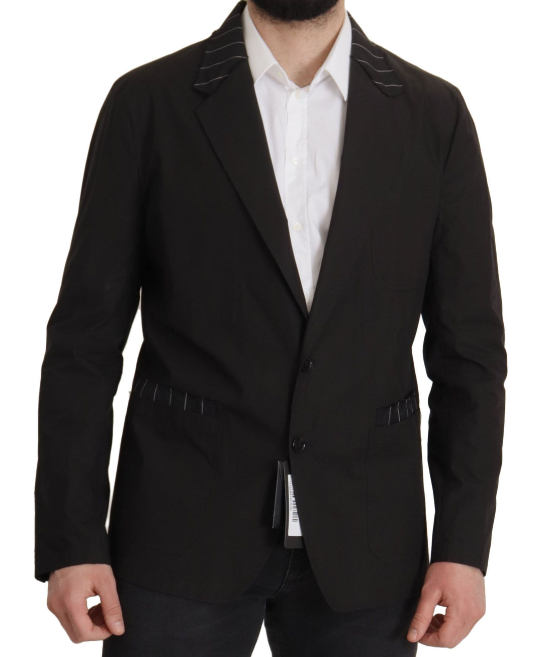 Elegant black blazer made of cotton and wool blend