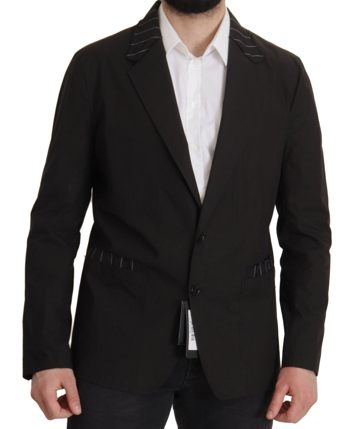 Elegant black blazer made of cotton and wool blend