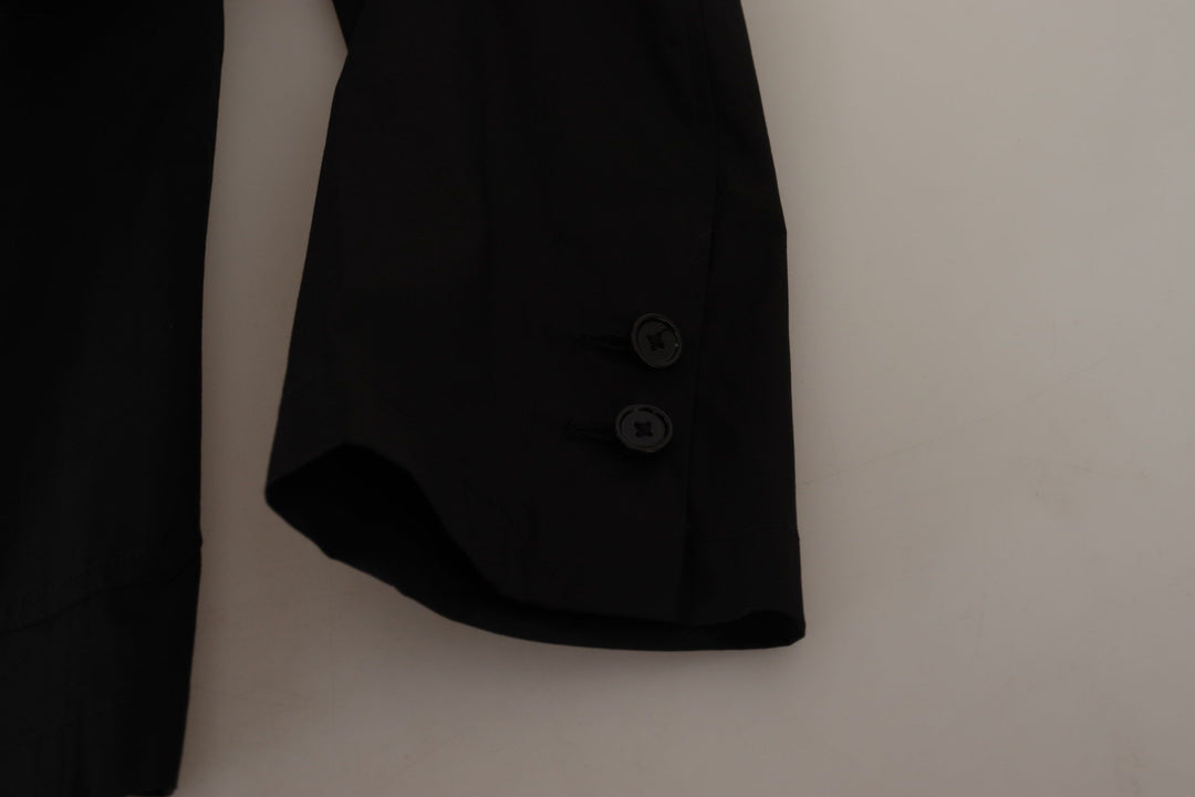Elegant black blazer made of cotton and wool blend
