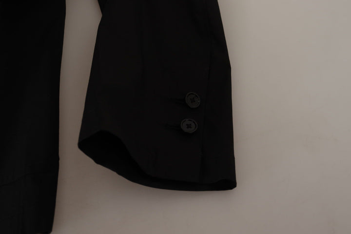 Elegant black blazer made of cotton and wool blend
