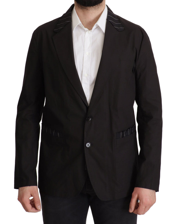Elegant black blazer made of cotton and wool blend