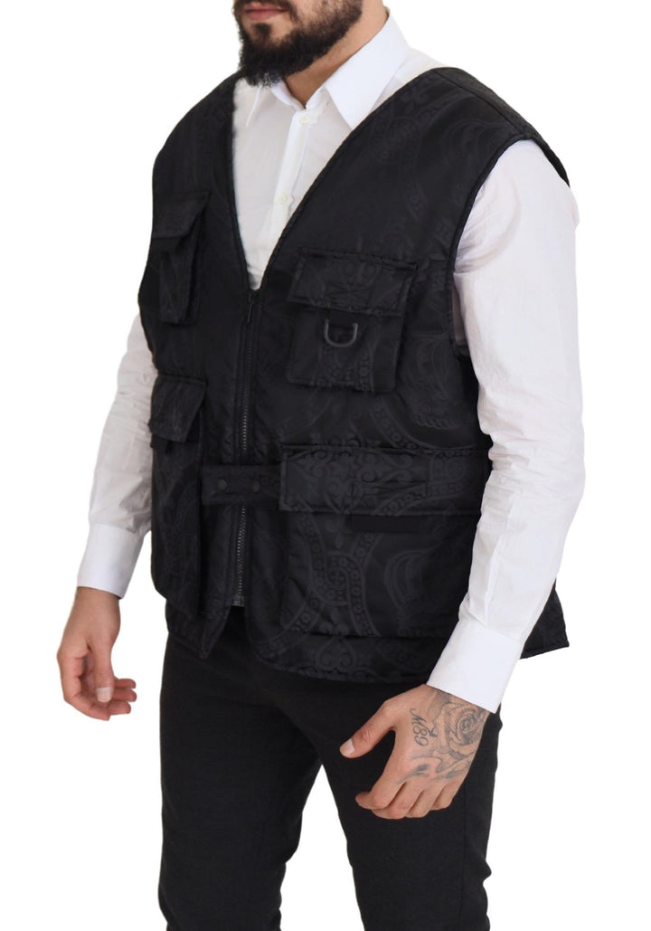 Elegant sleeveless vest jacket in black