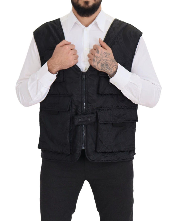 Elegant sleeveless vest jacket in black