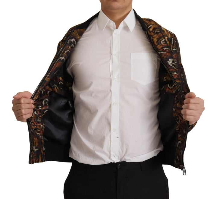 Braune Feder Blousonjacke mit durchgehendem Reißverschluss