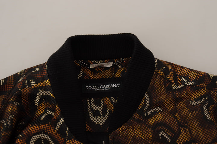 Braune Feder Blousonjacke mit durchgehendem Reißverschluss