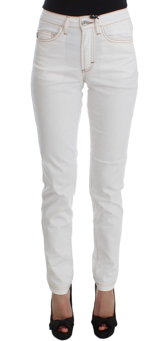 Chic white slim fit denim