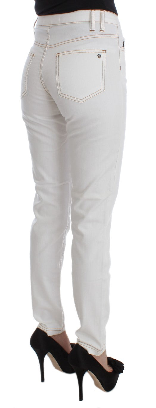 Chic white slim fit denim