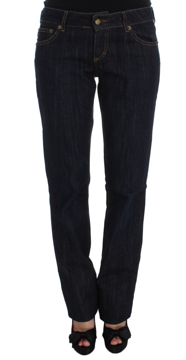 Chic blue straight fit designer jeans