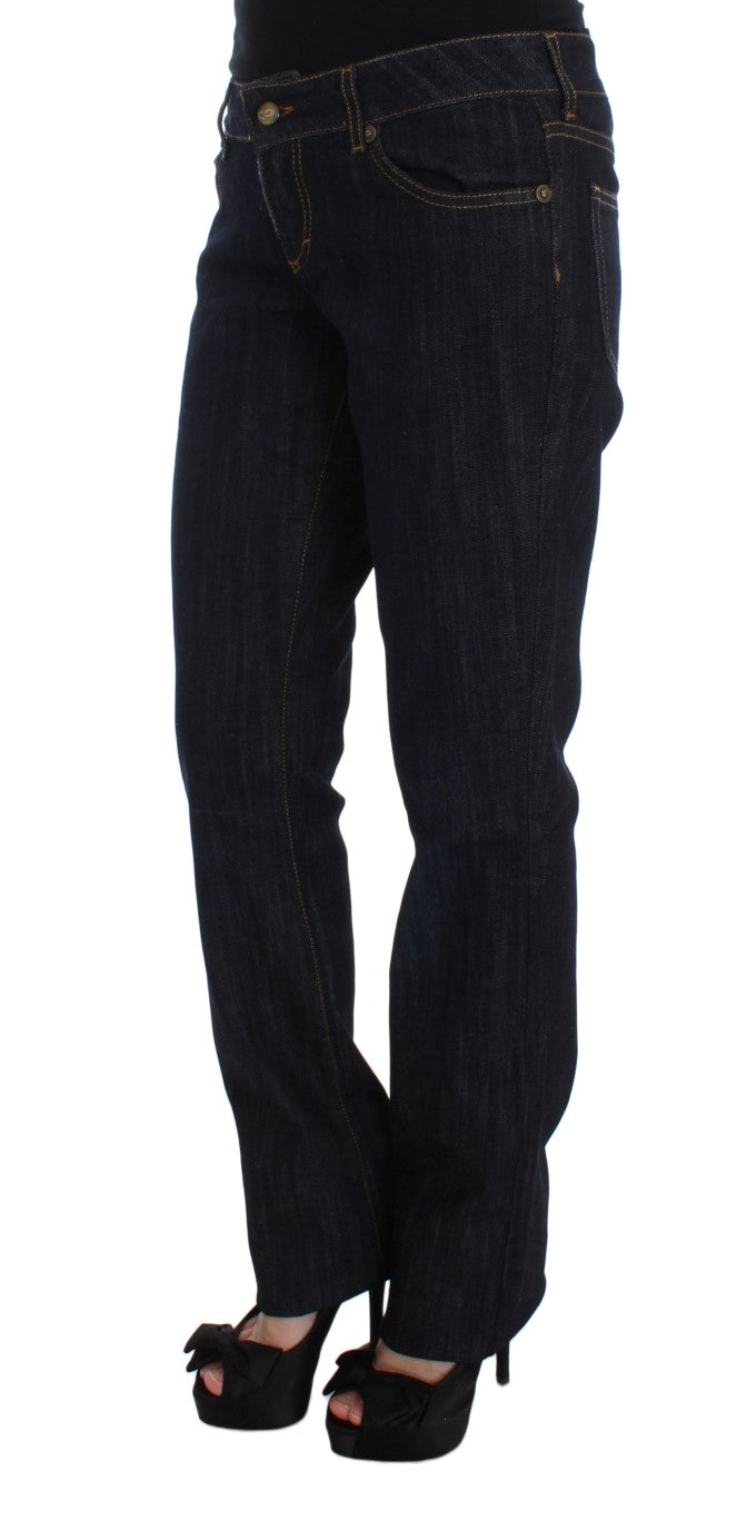 Chic blue straight fit designer jeans
