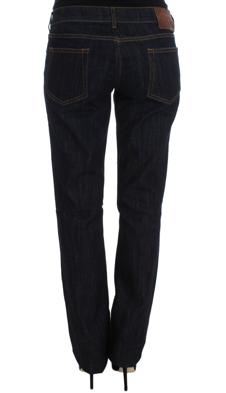 Chic blue straight fit designer jeans