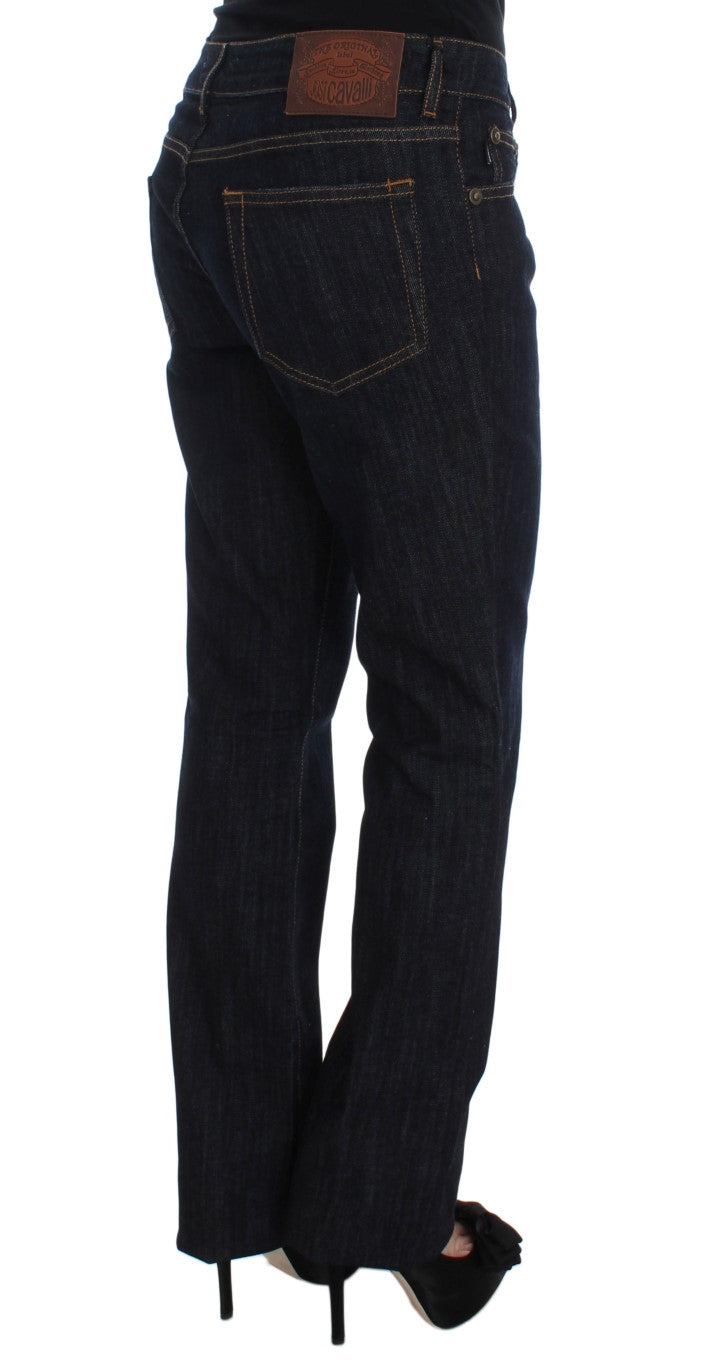 Chic blue straight fit designer jeans