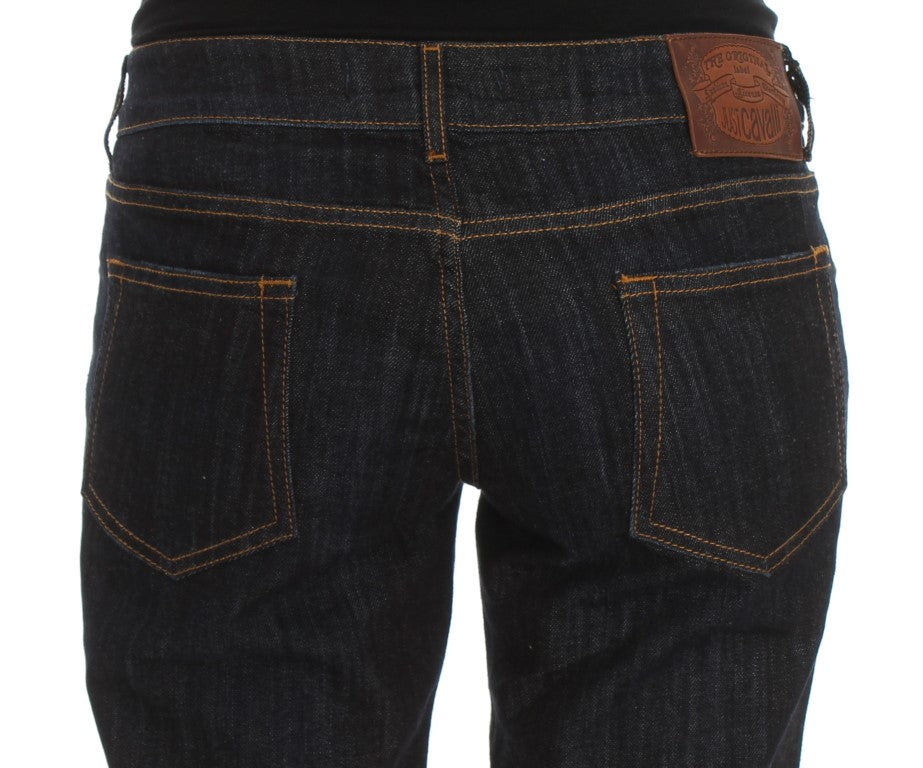 Chic blue straight fit designer jeans