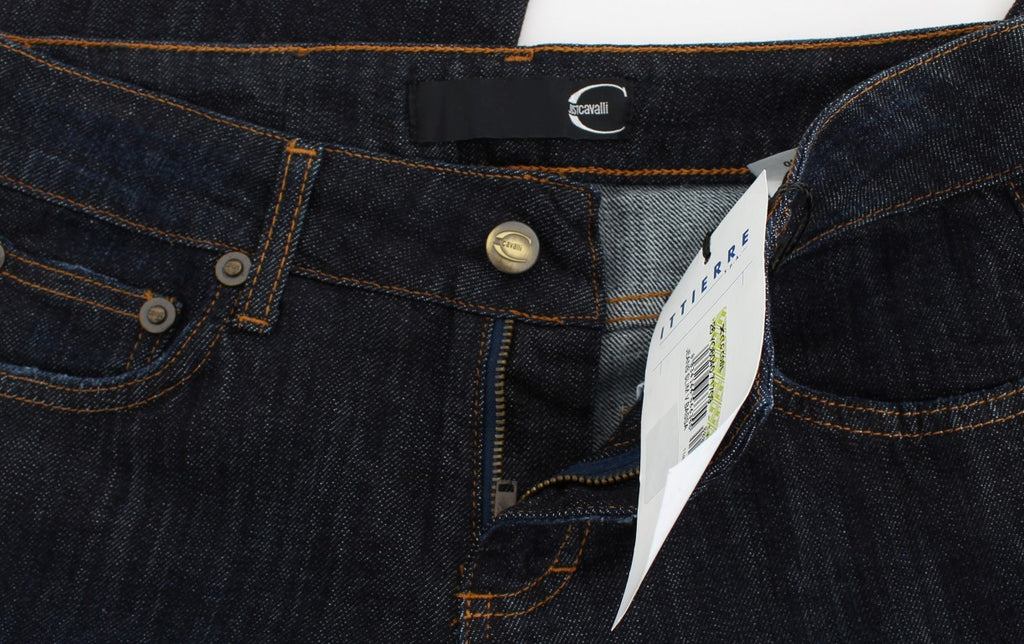 Chic blue straight fit designer jeans