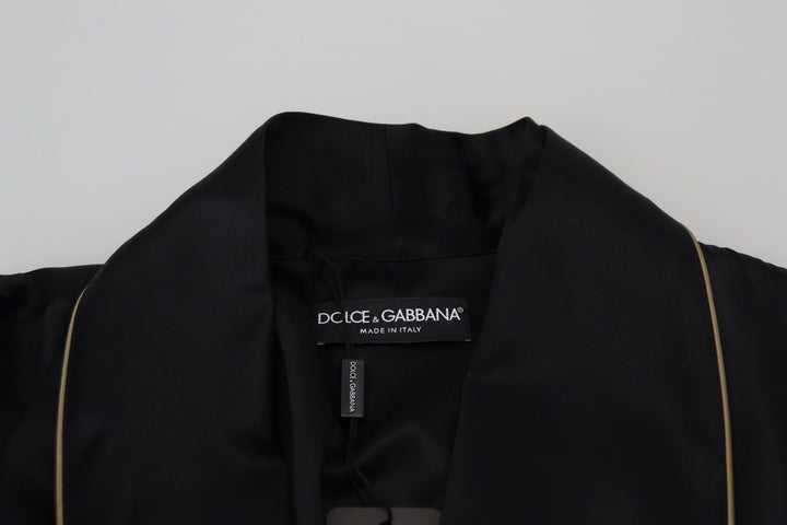 Dolce & Gabbana Eleganter langer Mantel aus schwarzer Seide