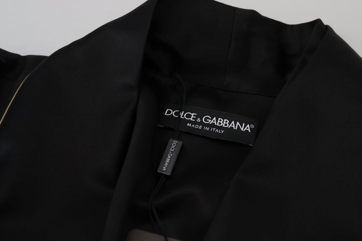 Dolce & Gabbana Eleganter langer Mantel aus schwarzer Seide